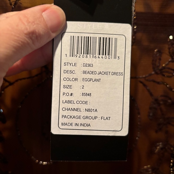 Pisarro Nights Beaded Mesh Gown with Jacket in Eggplant Size 2 NWT - Picture 9 of 10